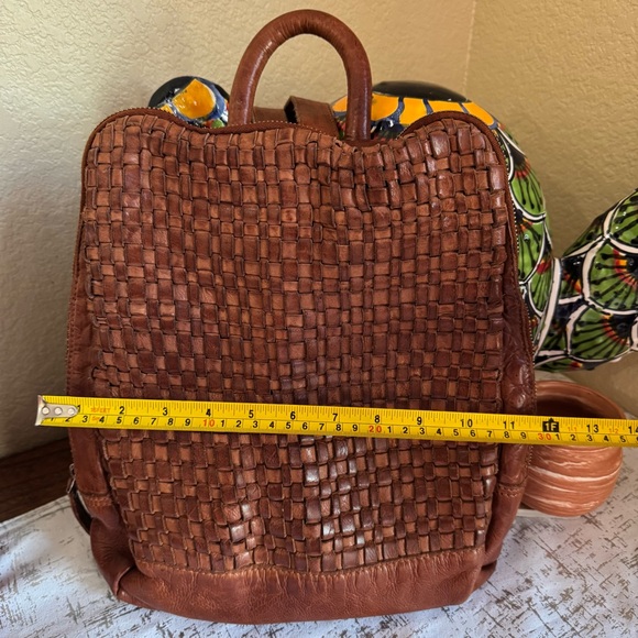 Slouchy Woven Leather Backpack by Vilenca Holland main image 6
